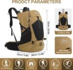 Hiking Backpack, Waterproof Hiking Daypack with 3L Water Bladder and Rain Cover, Lightweight Travel Camping Backpack for Men Women (Khaki) - Image 3