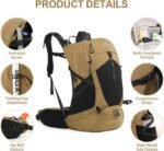 Hiking Backpack, Waterproof Hiking Daypack with 3L Water Bladder and Rain Cover, Lightweight Travel Camping Backpack for Men Women (Khaki) - Image 4