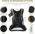 Hiking Backpack, Waterproof Hiking Daypack with 3L Water Bladder and Rain Cover, Lightweight Travel Camping Backpack for Men Women (Khaki) - Image 5