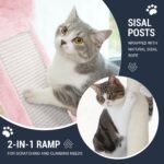 Allewie 68 Inches Cat Tree/House and Towers for Big Feline/Scratching Post/Multi-Level Large Kitty Climbing Tree with Condo/Pink - Image 4