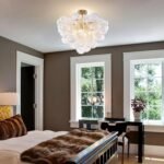 Semi Flush Mount Bubble Ball Chandelier 24" Clear Swirled Ribbed Blown Glass Globe Gold Chandeliers Ceiling Light Fixture for Dining Living Room Bathtub Bathroom - Image 5