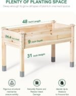 MIXC Wooden Raised Garden Bed with Legs, 48”L X 24”W, Elevated Reinforced Large Planter Box for Vegetable Flower Herb Outdoors - Beam and Column Structure - Unmatched Strength Outlast - Image 4