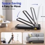 Foldable Treadmill with Incline, Walking Pad with Handle Bar 3 Level Incline, Portable Folding Treadmills for Home/Office 300 Lbs Capacity, Quiet Desk Treadmill with Remote Control & APP - Image 4