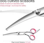 Dog Grooming Scissors with Safety Round Tips Stainless Steel Professional Dog Grooming Kit - Thinning, Curved Scissors and Comb for Cat Pet (Pink 4 in 1) - Image 4