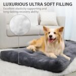 Dog Crate Bed Washable Dog Beds for Large Dogs Deluxe Thick Flannel Fluffy Comfy Kennel Pad Anti-Slip & Anti-Scratch Pet Sleeping Mat, 35 x 23 Inch, Gray - Image 4