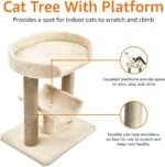 Amazon Basics Multi- Platform Cat Tree with Scratching Post for Indoor Cats up to 25lbs, 18 x 14 x 22 Inches, Beige - Image 3