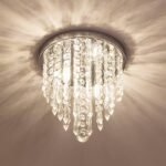 Mini Chandelier, Crystal Chandelier Lighting, 2 Lights, Flush Mount Ceiling Light, H10.4'' x W8.66'' Modern Chandelier Lighting Fixture for Bedroom, Hallway, Bar, Kitchen, Bathroom - Image 3