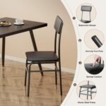 Gizoon 5 Piece Dining Table Set for 4, Modern Metal & Wood Kitchen Dinner Table with 4 Chairs, Space-Saving Dining Room Furniture Table & Chair Sets for Small Spaces & Apartment, Black - Image 5