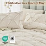 Sasttie Queen Comforter Set, 7-Piece Bed in a Bag, Pintuck Bedding Sets for All Season, Includes Comforter, Flat Sheet, Fitted Sheet, Pillowcases and Pillowshams, Beige - Image 5