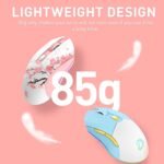 DAREU Sakura Pink Wireless Gaming Mouse with Charging Dock Rechargeable RGB,12K DPI,6 Programmable Buttons High-Precision Sensor [300IPS] [1000Hz] for PC Notebook Mac - Image 3