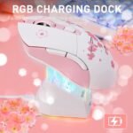 DAREU Sakura Pink Wireless Gaming Mouse with Charging Dock Rechargeable RGB,12K DPI,6 Programmable Buttons High-Precision Sensor [300IPS] [1000Hz] for PC Notebook Mac - Image 5