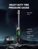 AstroAI Digital Tire Pressure Gauge 230 PSI Heavy Duty Dual Head Stainless Steel Made for Truck and RV with Backlit LCD and Flashlight Car Accessories (2) - Image 3