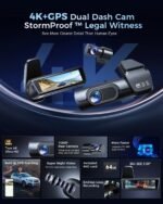 K600 4k Dash Cam Front and Rear, 3.59" IPS Screen, Built-in GPS 5G WiFi Dash Camera for Cars with App, UHD 2160P Night Vision Free 64G SD Card, 170° Wide Angle, HDR, 24H Parking Mode - Image 3