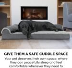 Furhaven Orthopedic Dog Bed for Large Dogs w/ Removable Bolsters & Washable Cover, For Dogs Up to 95 lbs - Two-Tone Plush Faux Fur & Suede L Shaped Chaise - Stone Gray, Jumbo/XL - Image 4