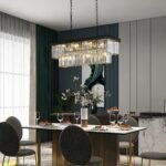 Crystal Chandeliers for Dining Room 11-Light Black Modern Chandelier Rectangle Contemporary Pendant Light Fixture for Kitchen Island Bar L33.5 Inch - Image 3