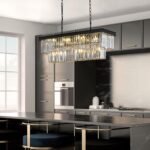 Crystal Chandeliers for Dining Room 11-Light Black Modern Chandelier Rectangle Contemporary Pendant Light Fixture for Kitchen Island Bar L33.5 Inch - Image 4