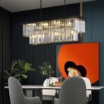 Crystal Chandeliers for Dining Room 11-Light Black Modern Chandelier Rectangle Contemporary Pendant Light Fixture for Kitchen Island Bar L33.5 Inch - Image 5