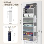 1 Pack Over The Door Organizer, Hanging Storage Organizer with Clear Window, 40lb Ultra Sturdy Large Capacity Room Organizer for Pantry Laundry Bathroom Nursery Closet Baby Essential (Grey) - Image 3