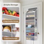 1 Pack Over The Door Organizer, Hanging Storage Organizer with Clear Window, 40lb Ultra Sturdy Large Capacity Room Organizer for Pantry Laundry Bathroom Nursery Closet Baby Essential (Grey) - Image 4