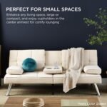 Best Choice Products Linen Modern Folding Futon, Reclining Sofa Bed for Apartment, Dorm w/Removable Armrests, 2 Cupholders - Gray - Image 7