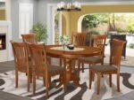 East West Furniture PORT7-SBR-C 7 Piece Dining Table Set Consist of an Oval Dining Room Table with Butterfly Leaf and 6 Linen Fabric Upholstered Chairs, 42x60 Inch, Saddle Brown - Image 3