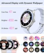 Smart Watch, 41mm Fitness Tracker, Answer/Make Calls, Digital Smartwatch with Heart Rate/Stress/Sleep Monitor, AI Voice, IP68 Waterproof Watch Calculator, Calendar, Games for Lady Women & Men - Image 3