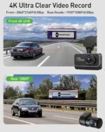Dash Cam Front and Rear,4K+1080P WiFi Dual Dash Camera for Cars with App, 3" IPS Dashboard Camera Recorder,Night Vision,24H/7 Parking Mode, Loop Recording,170° Wide Angle,Free 64GB SD Card - Image 3