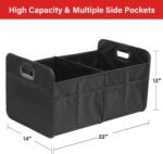 Simple Deluxe 2 Compartments Trunk Organizer for Car/SUV, Collapsible 600D Waterproof Oxford Polyester 50L Storage Box, Anti-slip & Leak-proof, Multipurpose Travel Accessories, Black - Image 3