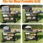 Grill Cart, Outdoor Grill Table, Pizza Oven Stand, Three-Shelf BBQ Table, Movable Dining Cart with Drawer, Fits for Ninja Woodfire Grill, Blackstone Griddle,Tabletop Grill - Image 5