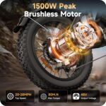 Electric Bike for Adults - 20 x 4 Inch Fat Tire, 750W/Peak 1500W Motor, 48V15AH Detachable Battery, 4 Riding Modes Electric Dirt Bike, 7 Speed Electric Motorcycle, 28MPH UL 2849 Certified - Image 4