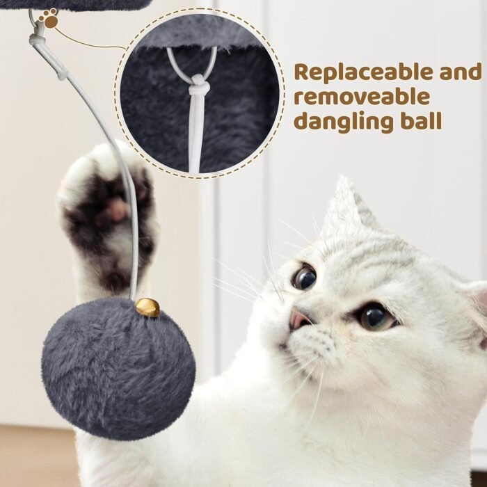 Yaheetech 23.5in Cat Tree Tower, Cat Condo with Sisal-Covered Scratching Posts, Cat House Activity Center Furniture for Kittens, Cats and Pets - Dark Gray - Image 8