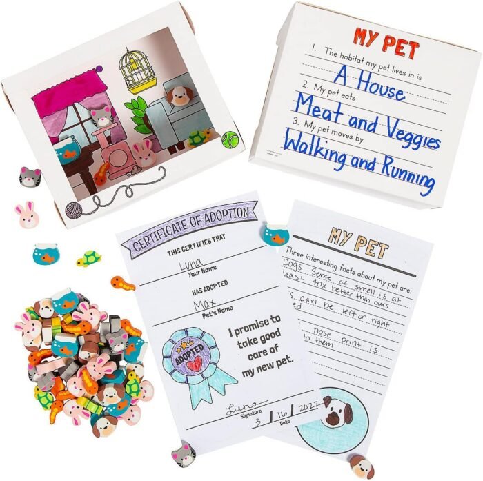 Color Your Own Desk Pet Home Habitat with Adoption Certificates - 12 Pieces - Image 3