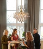 Q&S Modern Gold Crystal Chandelier Amber Crystal Pendant Light 6 Lights for Bedroom Dining Room Entryway Hallway Office Bathroom UL Listed - Image 3