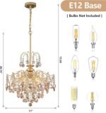 Q&S Modern Gold Crystal Chandelier Amber Crystal Pendant Light 6 Lights for Bedroom Dining Room Entryway Hallway Office Bathroom UL Listed - Image 4