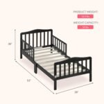 Dream On Me Classic Design Toddler Bed In Black, Greenguard Gold And JPMA Certified, Low To Floor Design, Two Side Safety rails, Non-Toxic Finishes, Wooden Nursery Furniture - Image 4