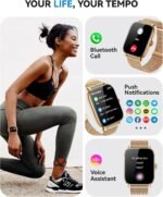 Smart Watches for Women Men,Fitness Watch (Answer/Make Calls),Fitness Tracker with 120+ Sport Modes/Step Counter/Sleep Monitor/Pedometer,IP68 Waterproof, Smartwatch for Android/iPhone, Gold - Image 3