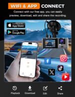 3 Channel WiFi Dash Cam Front and Rear Inside with 64GB SD Card, 2.5K+1080P+1080P Car Dash Camera for Cars Front and Rear, Dashcam with G-Sensor, Loop Recording, 24H Parking Mode, Support 512GB - Image 4