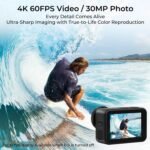 icefox i7 Action Camera 4K 60FPS 30MP with 2X 2150mAh Batteries, Underwater Camera with 5X Zoom, EIS, Powered by Snappro App,Support Video&Photo Editing,Waterproof, WiFi Remote Control - Image 3
