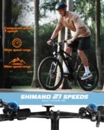 Qlife Racer Electric Bike for Adults - 21-Speed Mountain Lightweight Ebike with Peak 750W 22MPH Brushless Motor, 375Wh Removable Battery, 26X2.1 Tire Step Over E-MTB, Up to 40 Miles - Image 4
