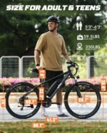 Qlife Racer Electric Bike for Adults - 21-Speed Mountain Lightweight Ebike with Peak 750W 22MPH Brushless Motor, 375Wh Removable Battery, 26X2.1 Tire Step Over E-MTB, Up to 40 Miles - Image 5