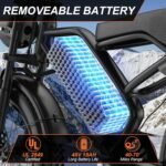 Electric Bike for Adults 20" Fat Tire Electric Dirt Bike with 48V 18Ah Battery 50-70 Miles Electric Motorcycle Ebikes, 1000 Peak Motor 31MPH Top Speed E-Bikes, APP, 2 Seater, Full Suspension - Image 4