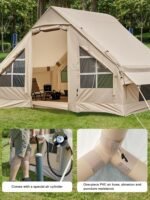 Inflatable Camping Tent, 2/4/6/8 Person Glamping Inflatable Tents for Camping, 2025 Update Zipper Door Easy Setup Blow Up Tents Big House with Rainfly&Mosquito Screen, 4 Season - Image 3