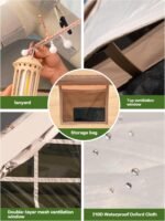 Inflatable Camping Tent, 2/4/6/8 Person Glamping Inflatable Tents for Camping, 2025 Update Zipper Door Easy Setup Blow Up Tents Big House with Rainfly&Mosquito Screen, 4 Season - Image 5