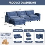 Homall 119" Modular Sectional Sofa, L Shaped Sofa Couch with Reversible Ottoman, DIY Combination Chenille Deep 3-Seat Cloud Couch for Living Room, Apartment (Dark Blue, L Shaped Sofa) - Image 3