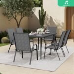 JEAREY Patio Dining Table Sets 5-Piece, Outdoor Dining Furniture Set Table and 4 Chairs, All Weather Dining Set for Lawn, Garden, Backyard, Poolside, Gray - Image 4