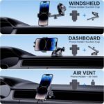 Phone Holder Car [Military-Grade Suction] Universal Car Phone Holder [Thick Case Friendly] Automobile Accessories Dashboard Air Vent Windshield Phone Mount Fit for iPhone Android Smartphones - Image 3