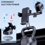 Phone Holder Car [Military-Grade Suction] Universal Car Phone Holder [Thick Case Friendly] Automobile Accessories Dashboard Air Vent Windshield Phone Mount Fit for iPhone Android Smartphones - Image 4