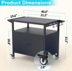 Outdoor Grill Table with Storage, Movable Grill Cart, Outdoor Kitchen Island Prep Stand Station,Blackstone Griddle Stand, BBQ Serving Cart Rolling Bar Cart with 4 Utensil Hooks - Image 3