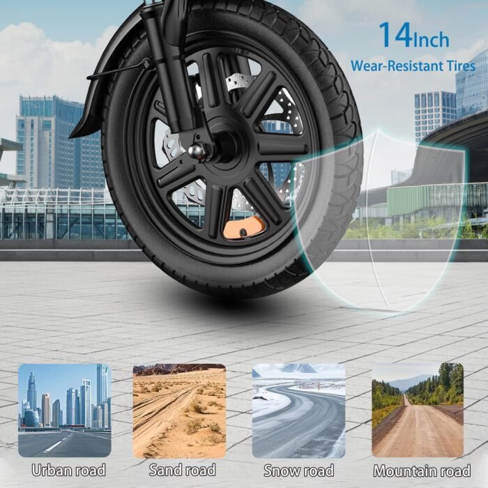 Foldable Electric Bike for Adults and Teens, 500W Motor | 14" Folding Mini Ebike | 23MPH Commuting Electric Bicycle | 48V 12Ah Battery | UL 2849 Certified | 35 Miles PAS Range | 3-Level Pedal Assist - Image 4