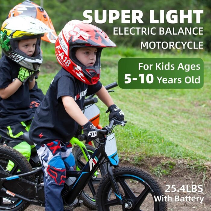 Lightweight Electric Dirt Bike for Kids, 170/340W Electric Motorcycle Up to 10/12MPH, 24V Detachable Battery, Hand-Operated Dual Brakes Electric Balance Bike for Ages 3-6/5-12 - Image 3